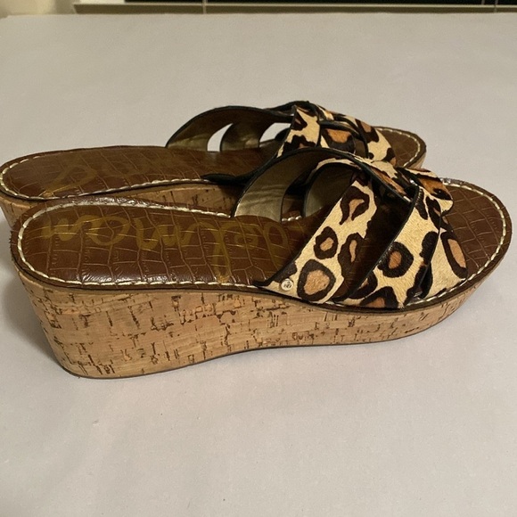 Sam Edelman RAYNERE Dyed horse Hair Wedges sandals Leopard Print cushion Size 10 - Picture 4 of 13